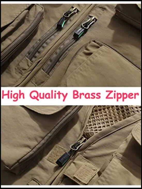 Lightweight Nylon Mesh Quick Dry Outdoor Fishing Photo Vest Multi Pockets - Picture 2 of 7